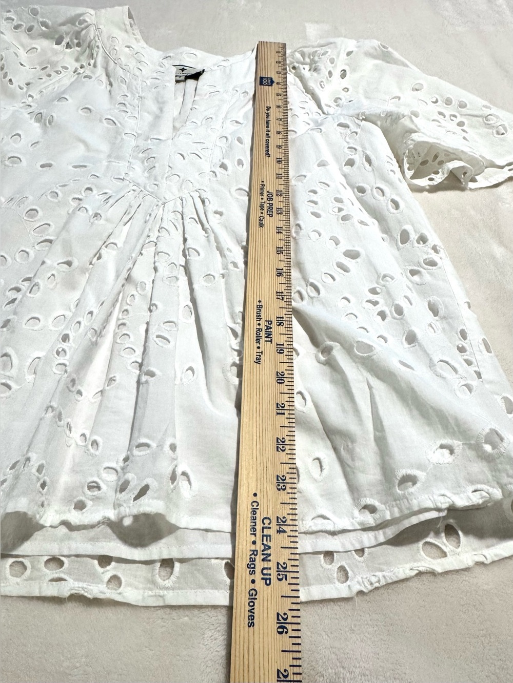 TUCKERNUCK White Eyelet Finley Flutter Sleeve Top Womens Sz Small 100% Cotton - Picture 10 of 12